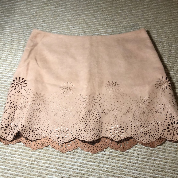 Nude suede eyelet skirt - Picture 1 of 2